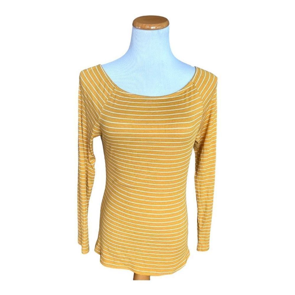 NWT Womens Willow Young Contemporary Striped Cross Cross Back Goldenrod Shirt XL